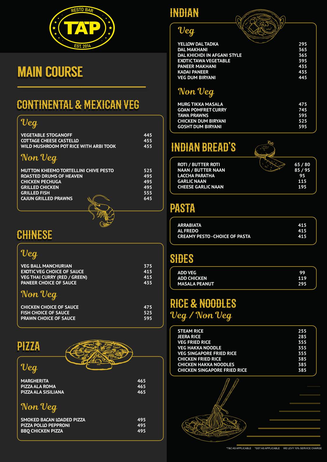 TAP Resto Bar Worli menu