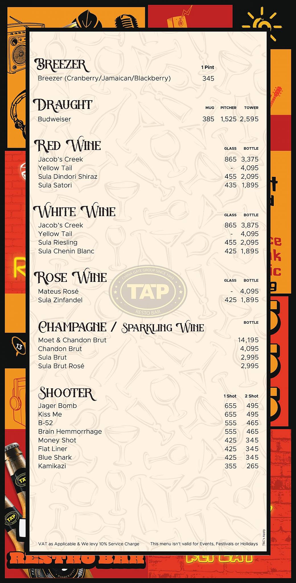 TAP Resto Bar Worli menu