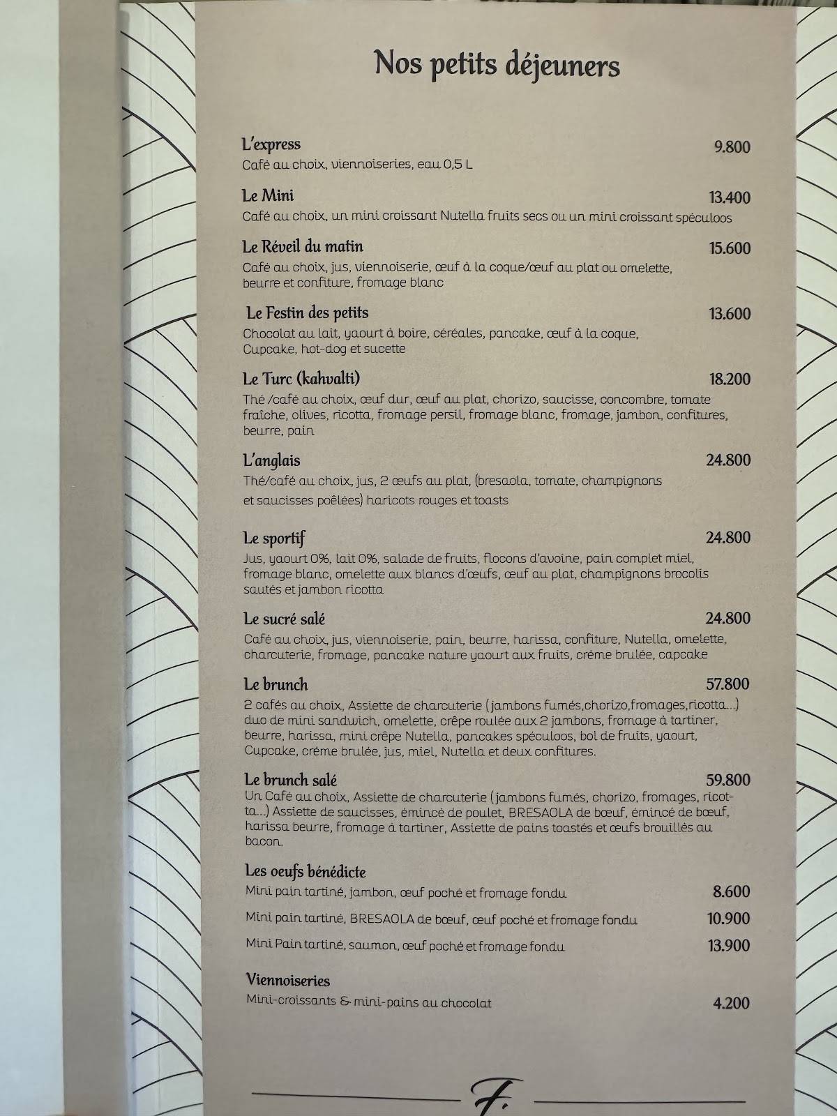 Menu de THE FIRST Coffee & Resto