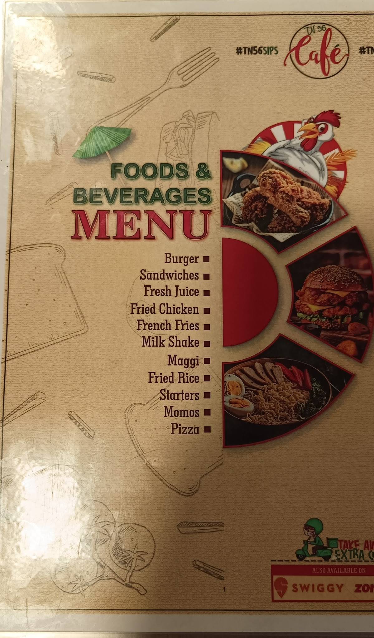 TN56 Cafe menu