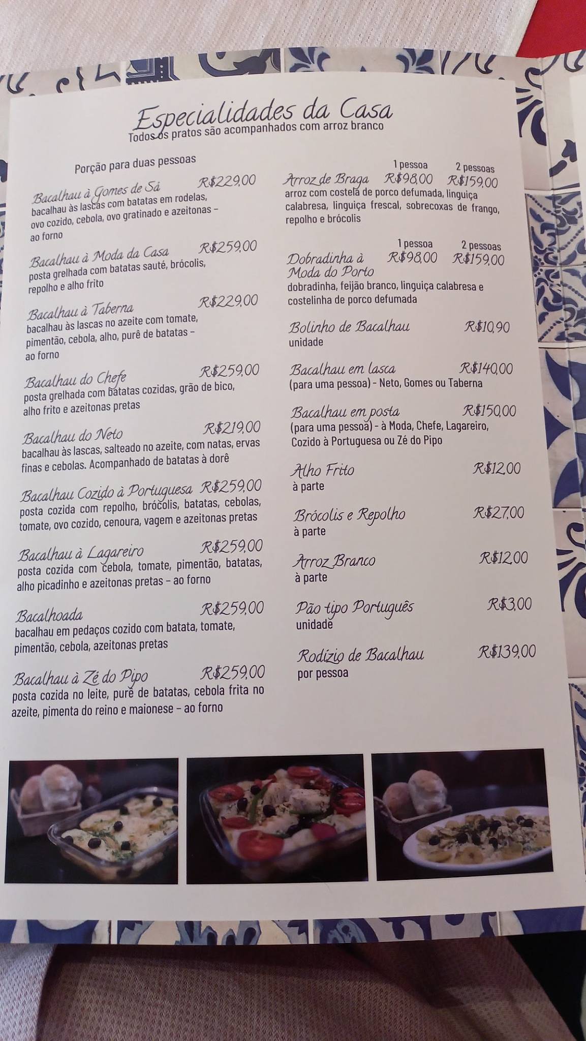 Taberna Portuguesa cardápio