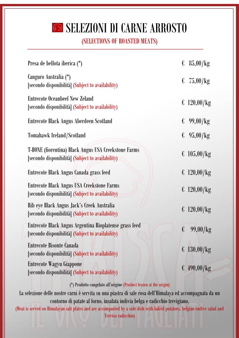 Menu di Tabisca "il Vico dei Tagliati" 