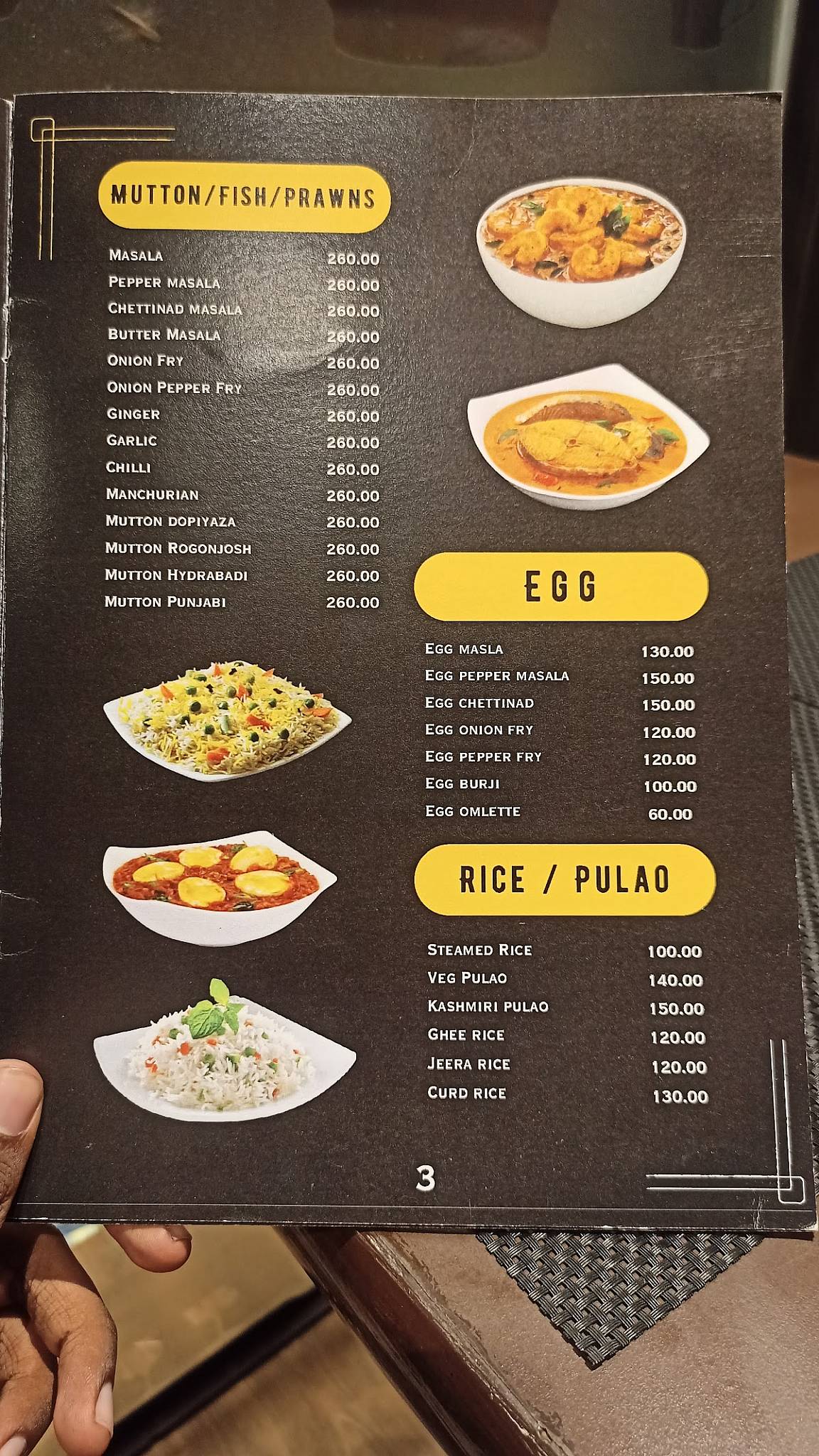 Table 9 menu