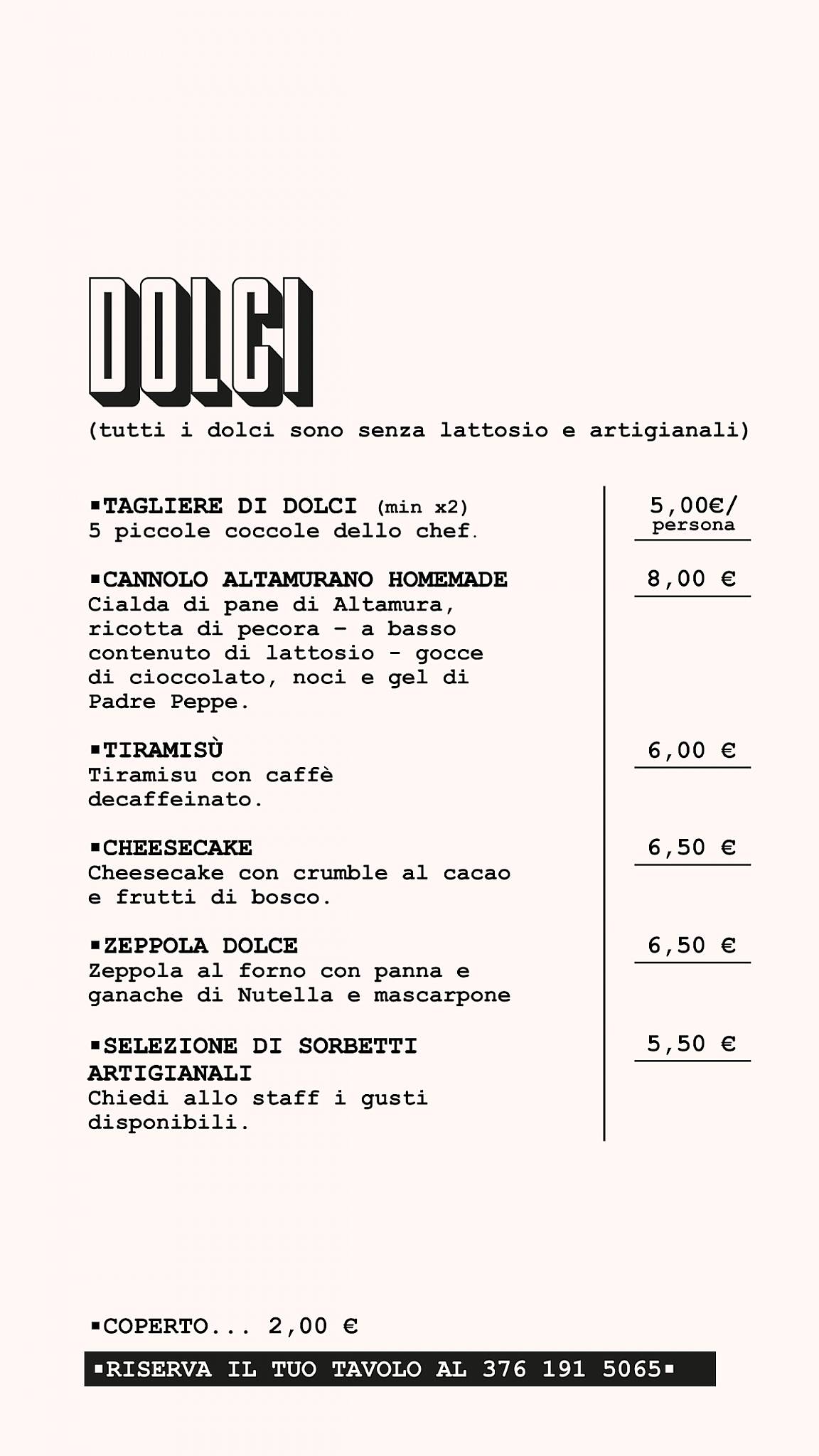 Menu di Taglieroteca 