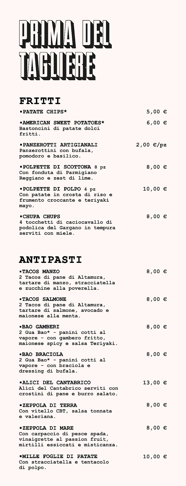 Menu di Taglieroteca 