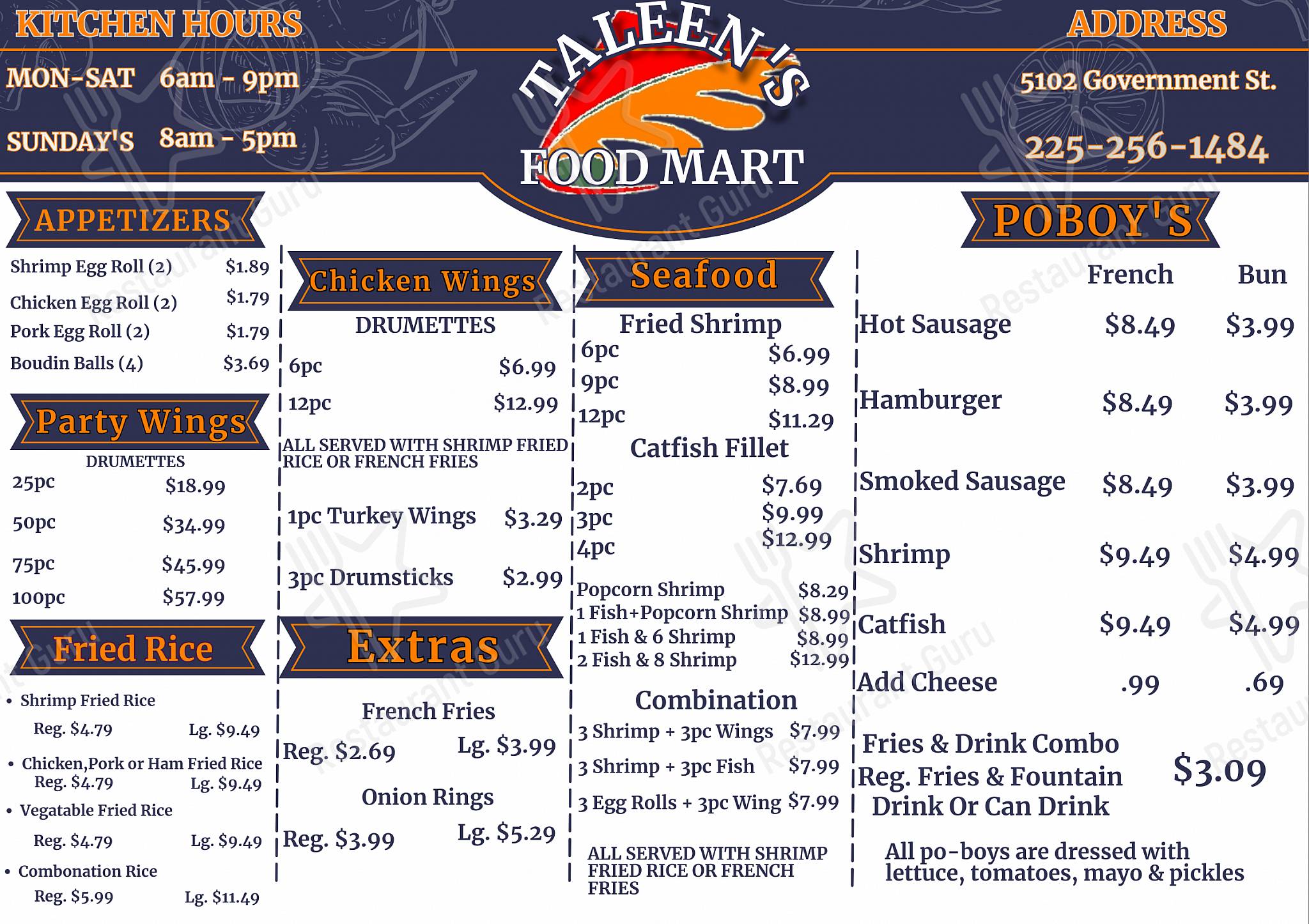 Menu at Andrew's Food Mart, Baton Rouge