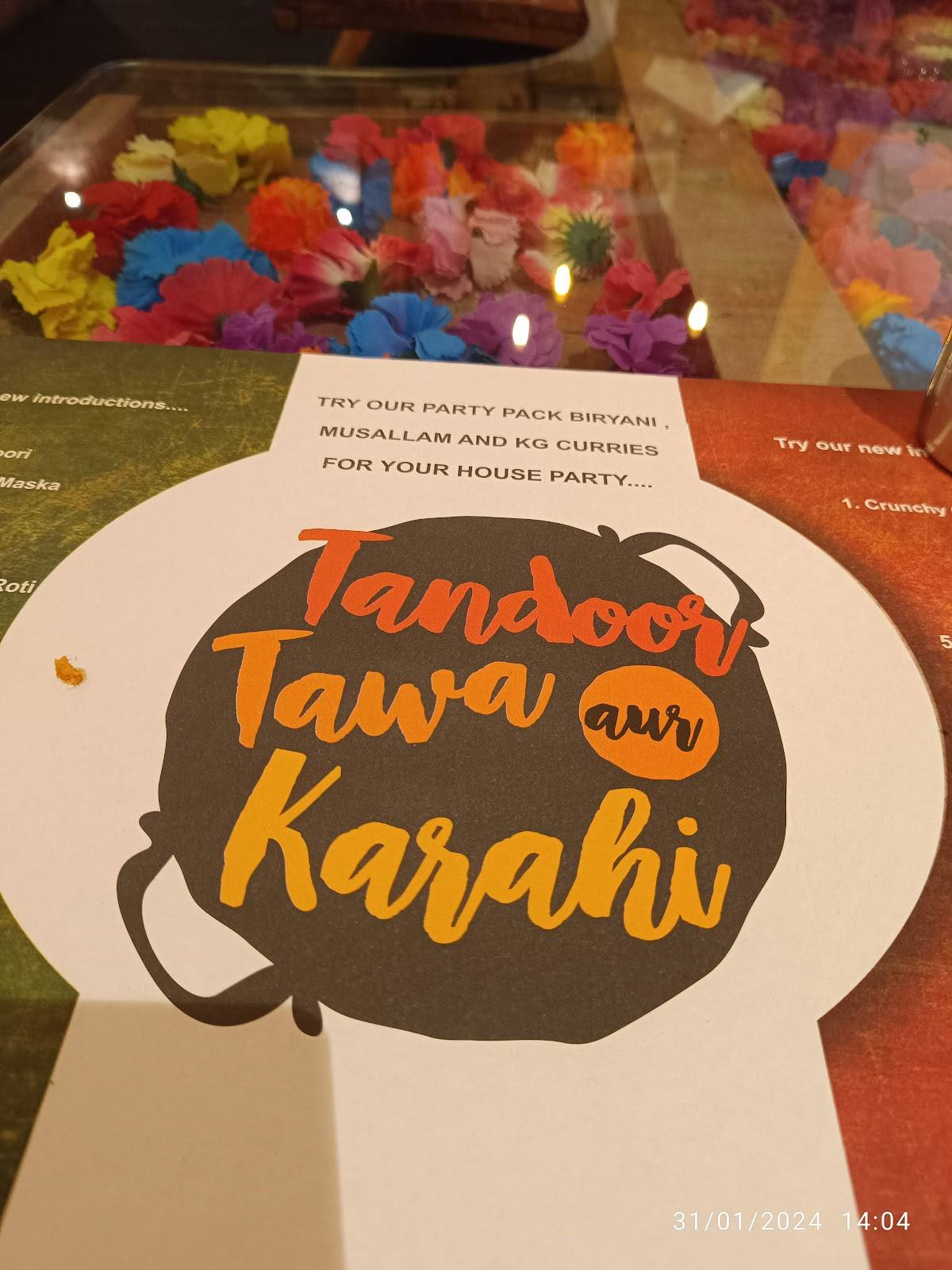 Tandoor Tawa aur Karahi menu