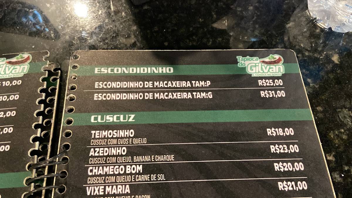 Tapioca do Gilvan (Av. Rio de Janeiro) cardápio
