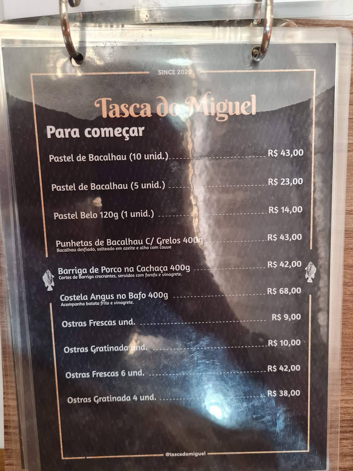 Tasca Do Miguel - Mercado do Cruzeiro cardápio