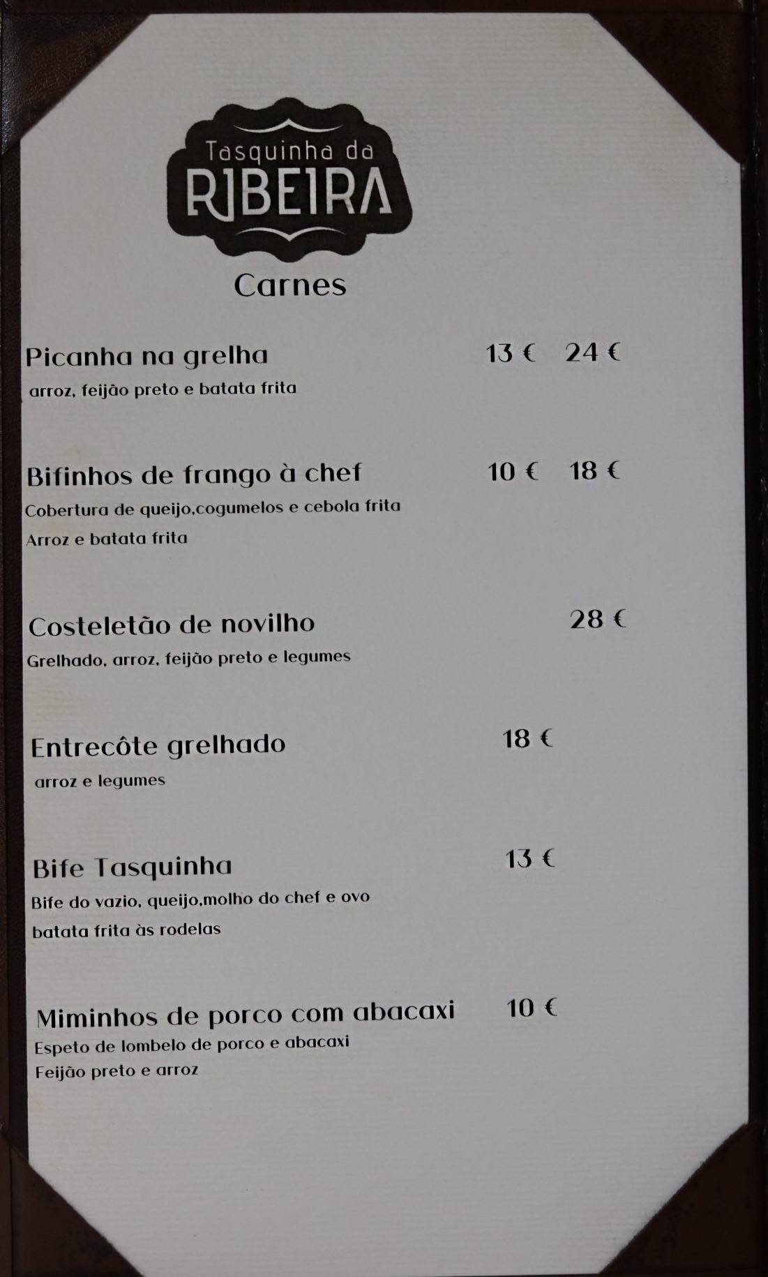 Menu Em Tasquinha Da Ribeira Restaurante Braga 