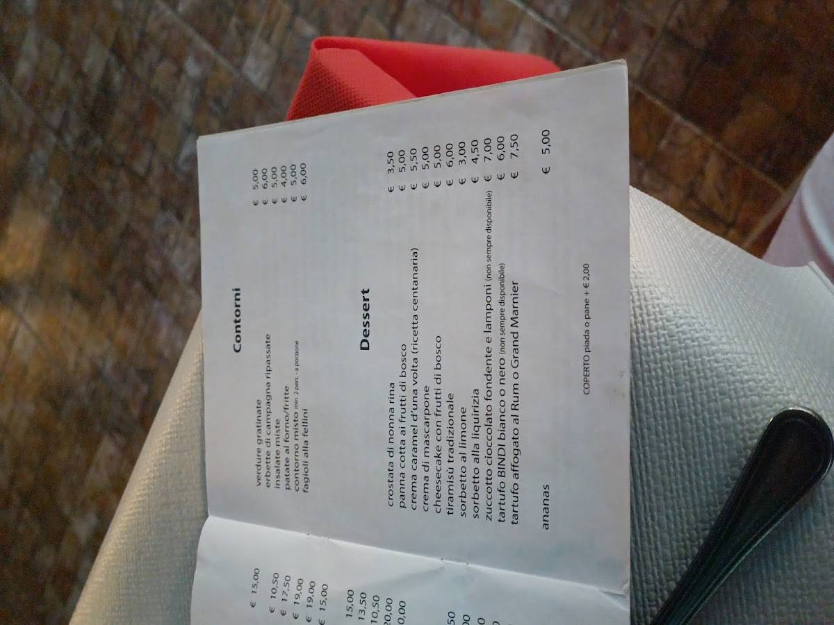Menu di Osteria Grotta Rossa 