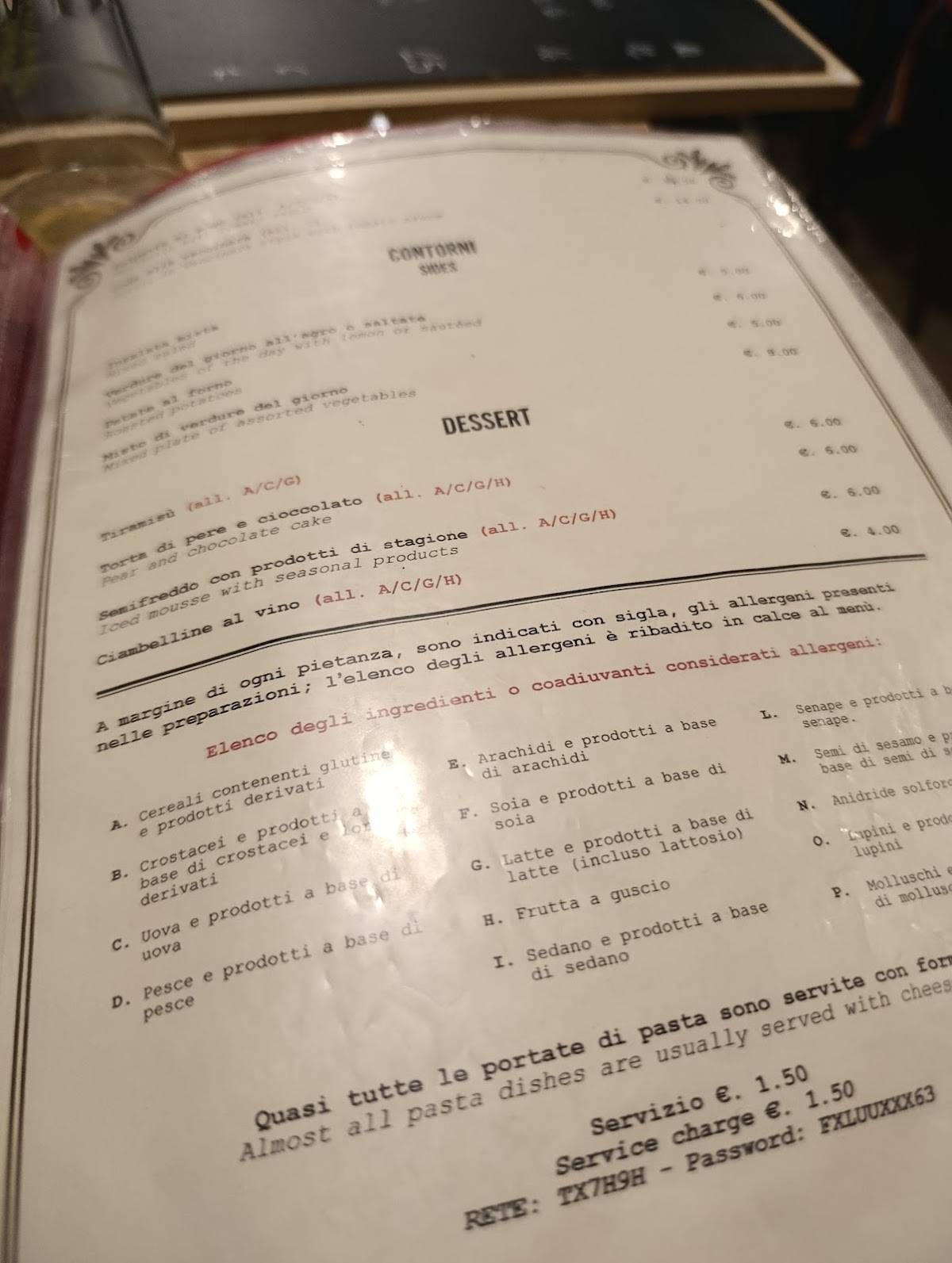 Menu di Taverna Romana 