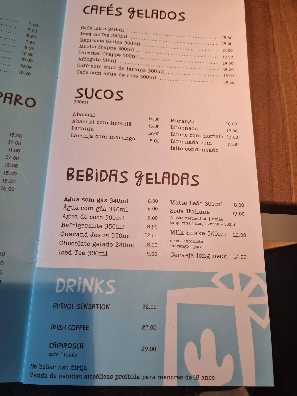 Tenro Café Américas cardápio