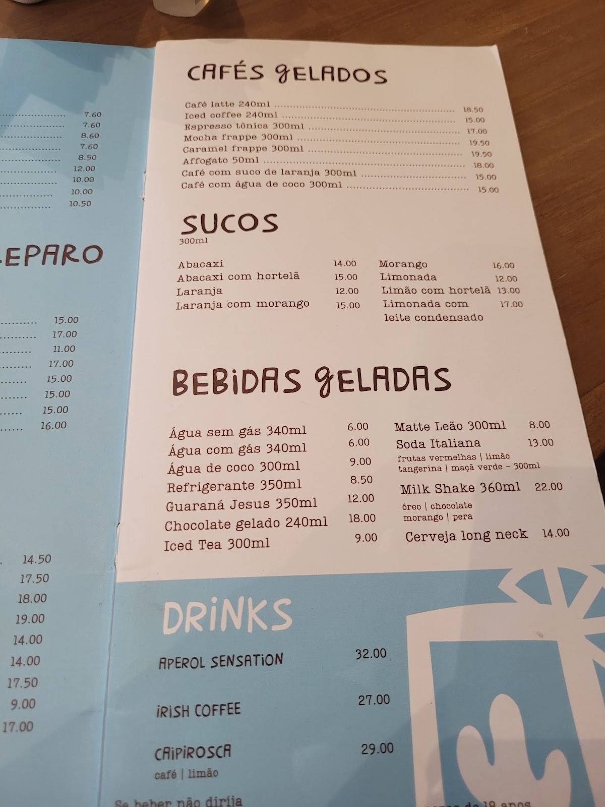 Tenro Café Américas cardápio