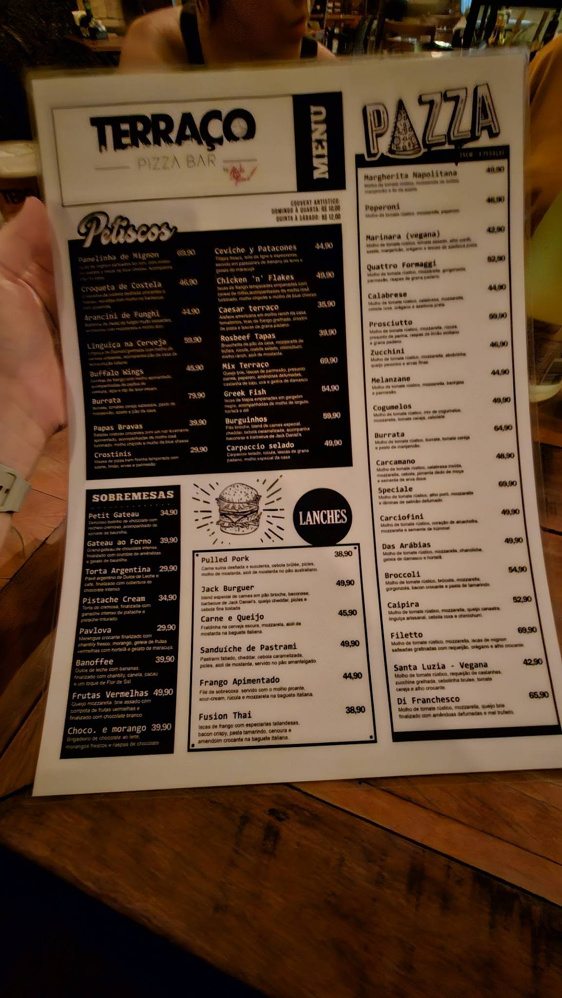 Terraço Pizza Bar cardápio