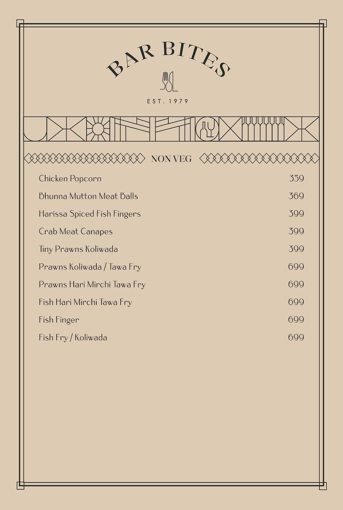 Moni's Bar & Restaurant menu