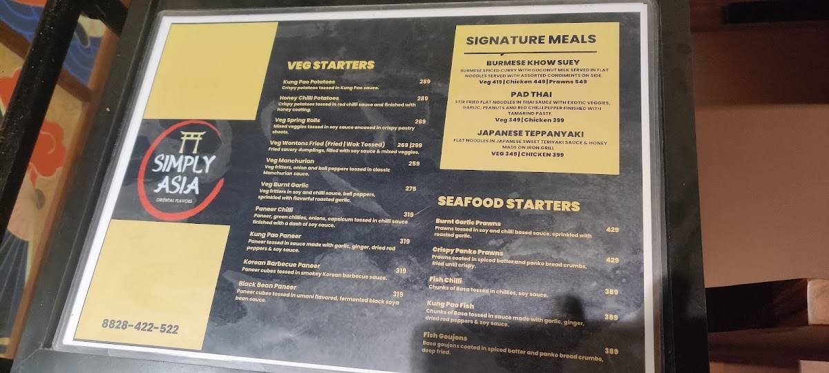 Simply Asia menu