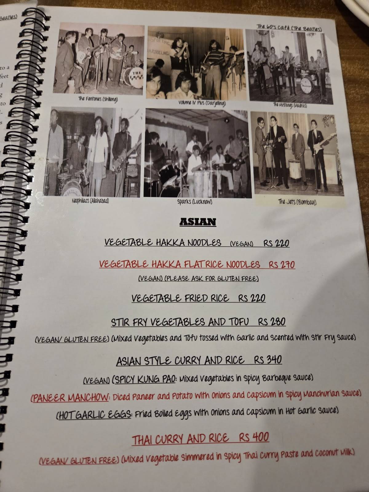 The 60's Cafe (The Beatles) menu