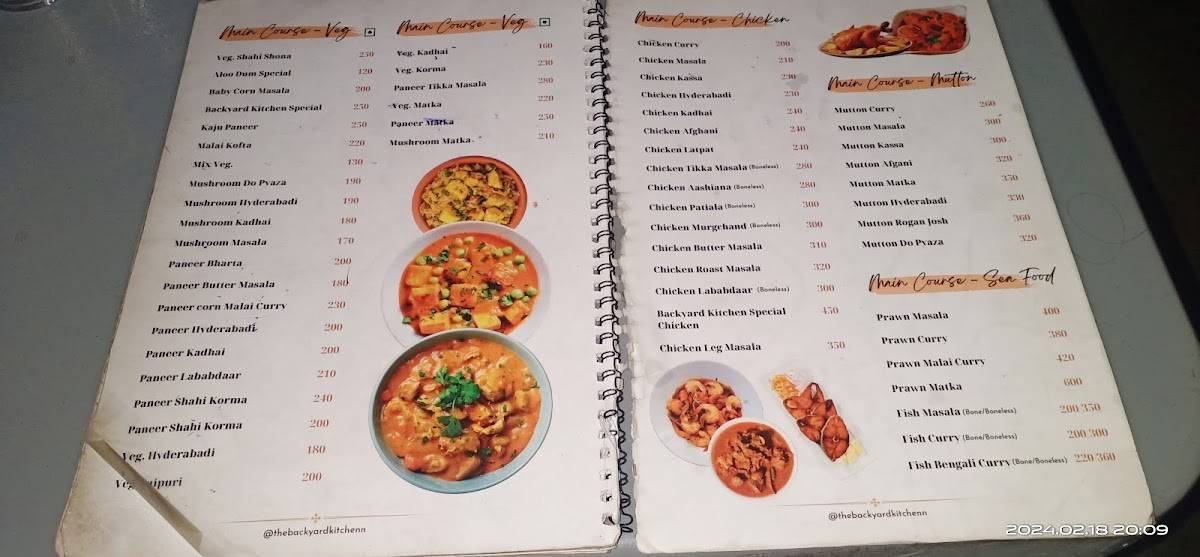 The Backyard Kitchen menu