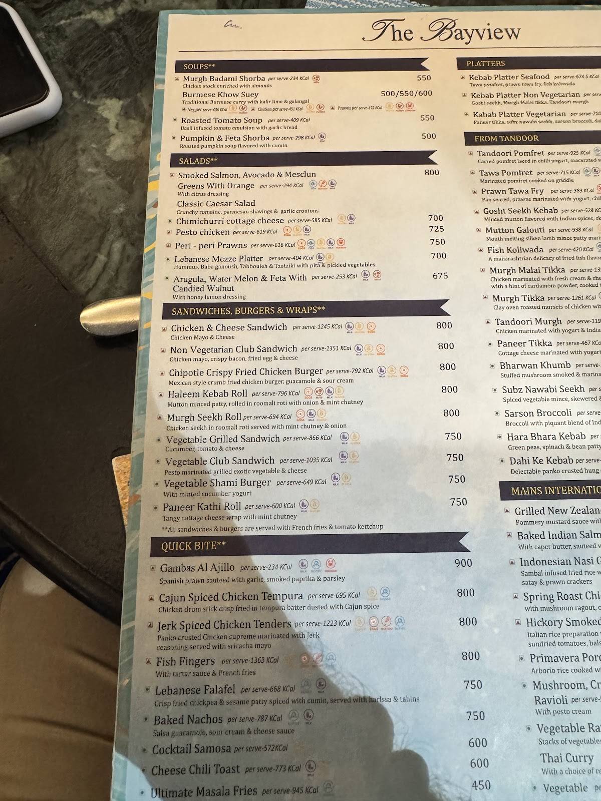The Bay View menu