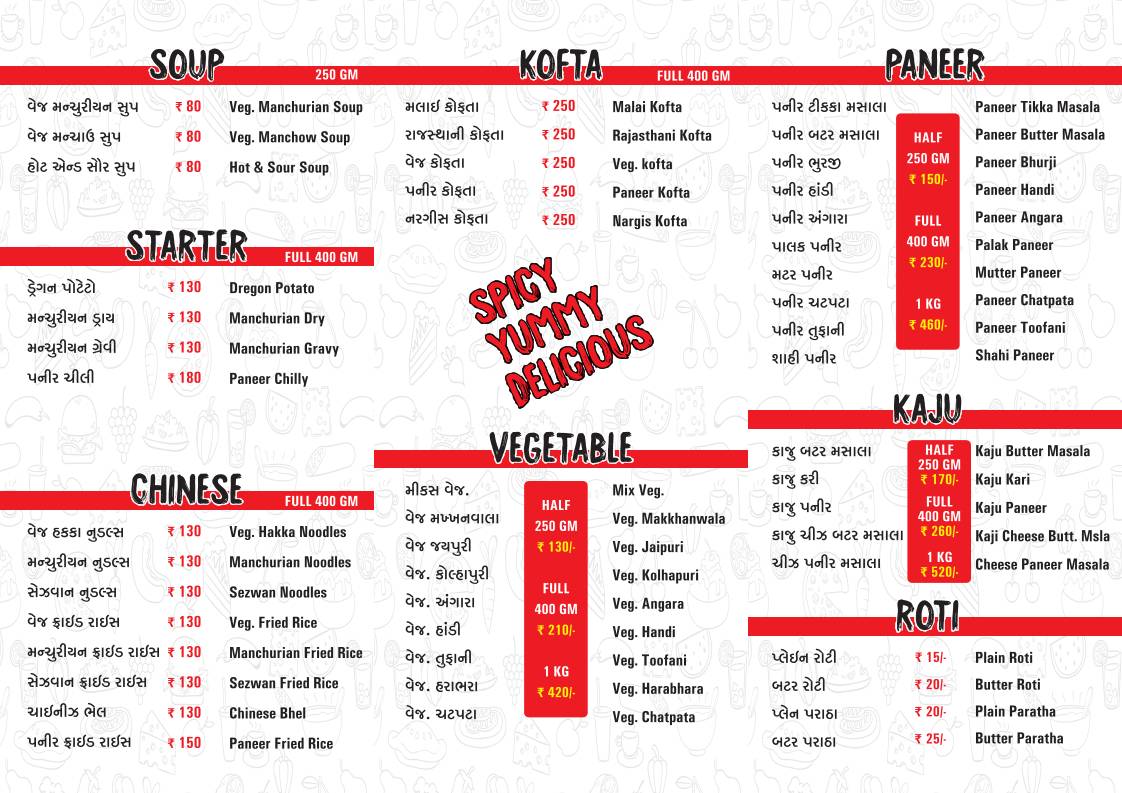 The Bethak Restaurant & Parcel Point menu