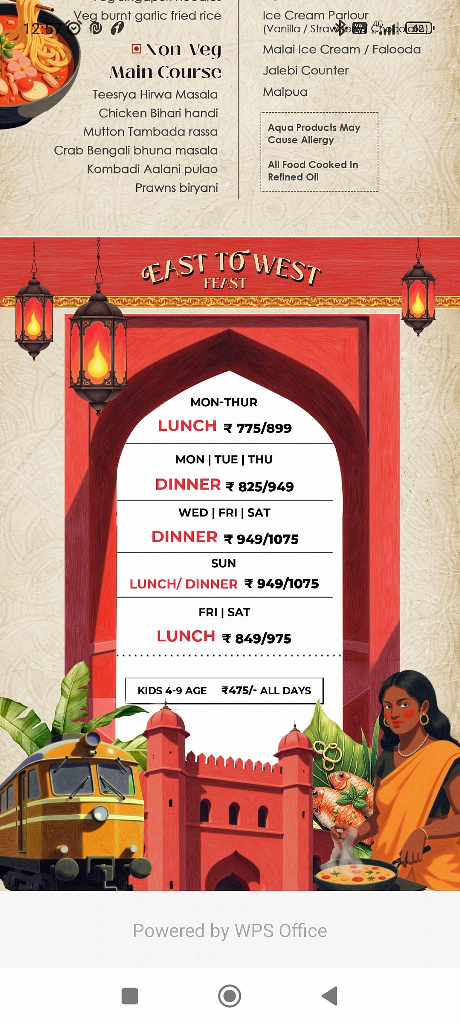 The Caravan Menu menu