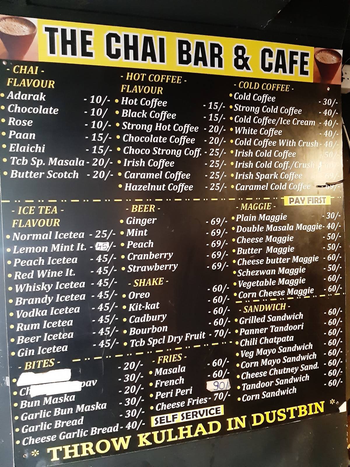 The Chai Bar And Cafe menu