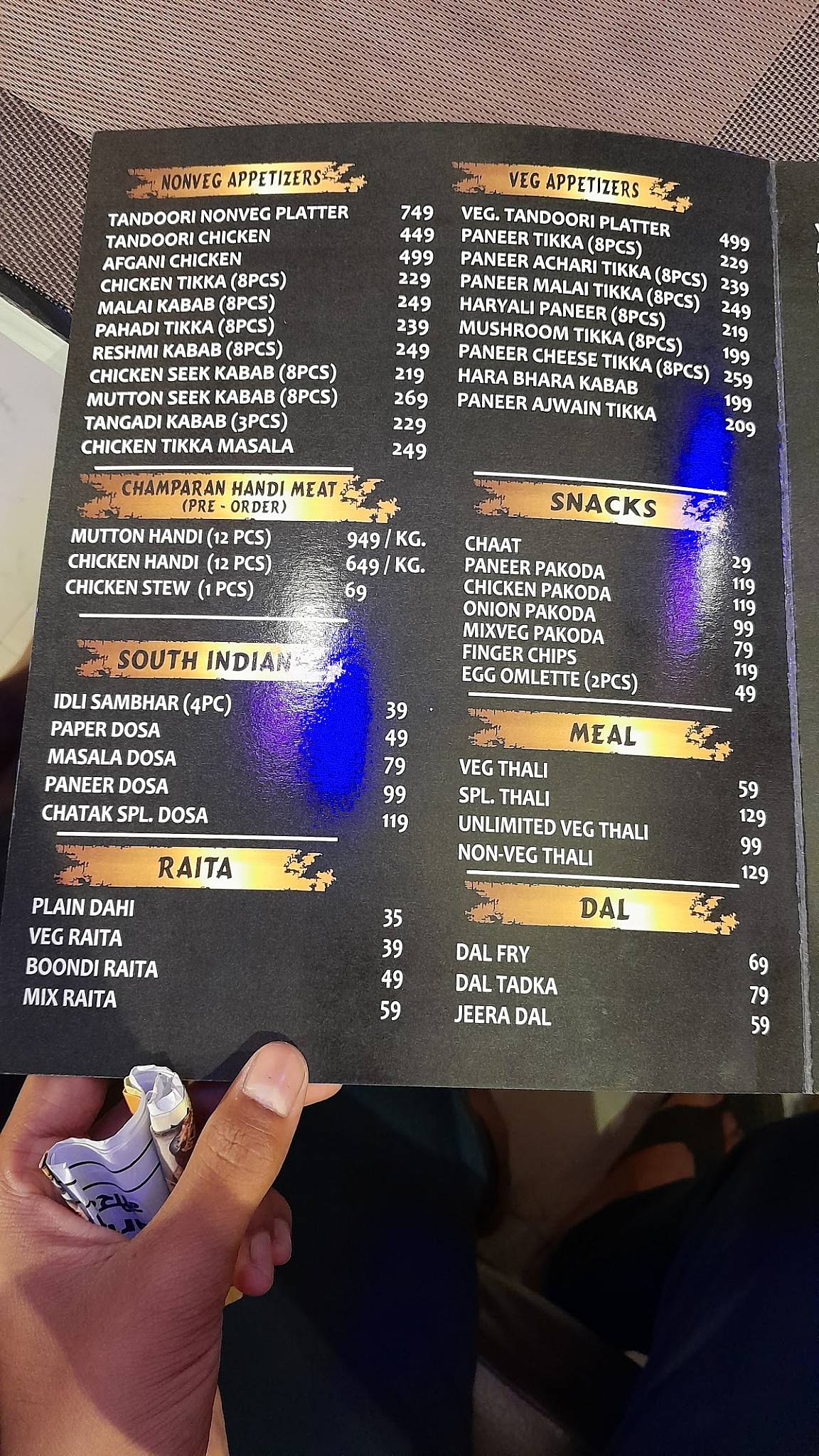 The Chatak Place menu