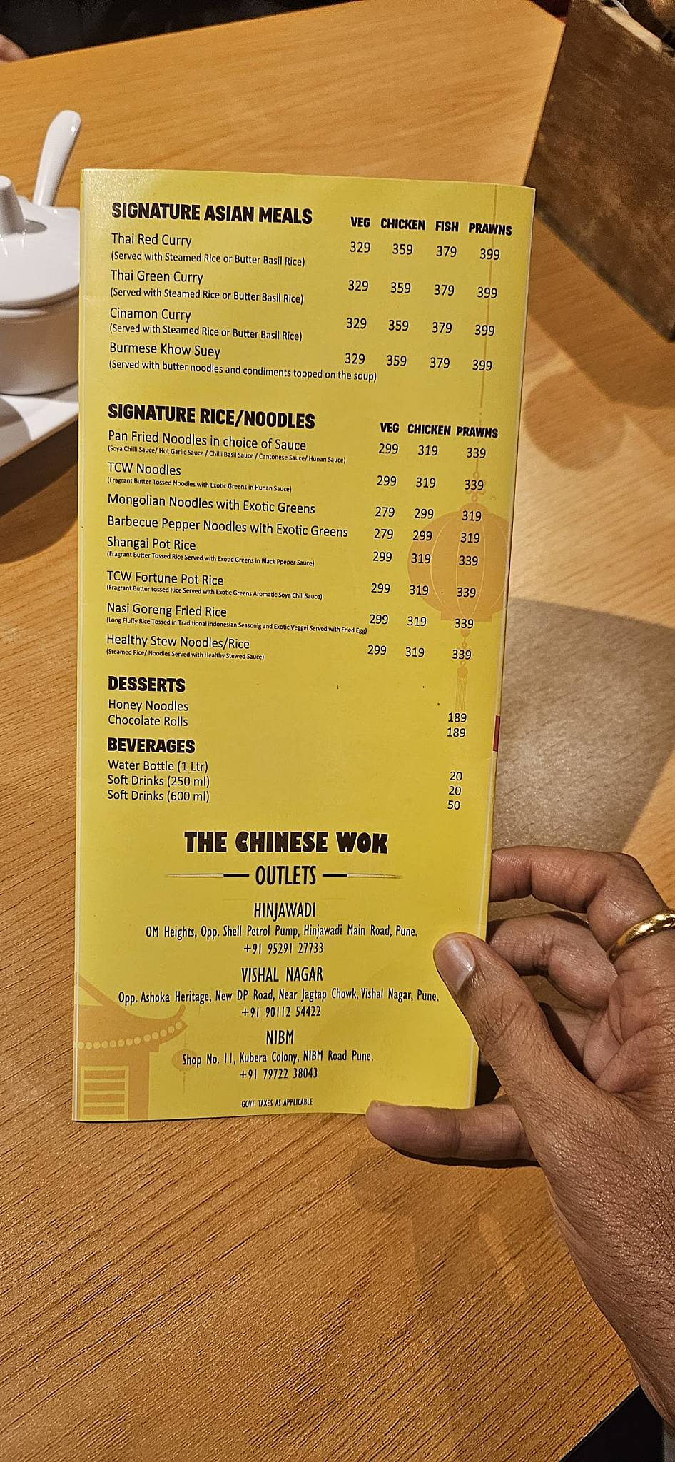 The Chinese Wok menu