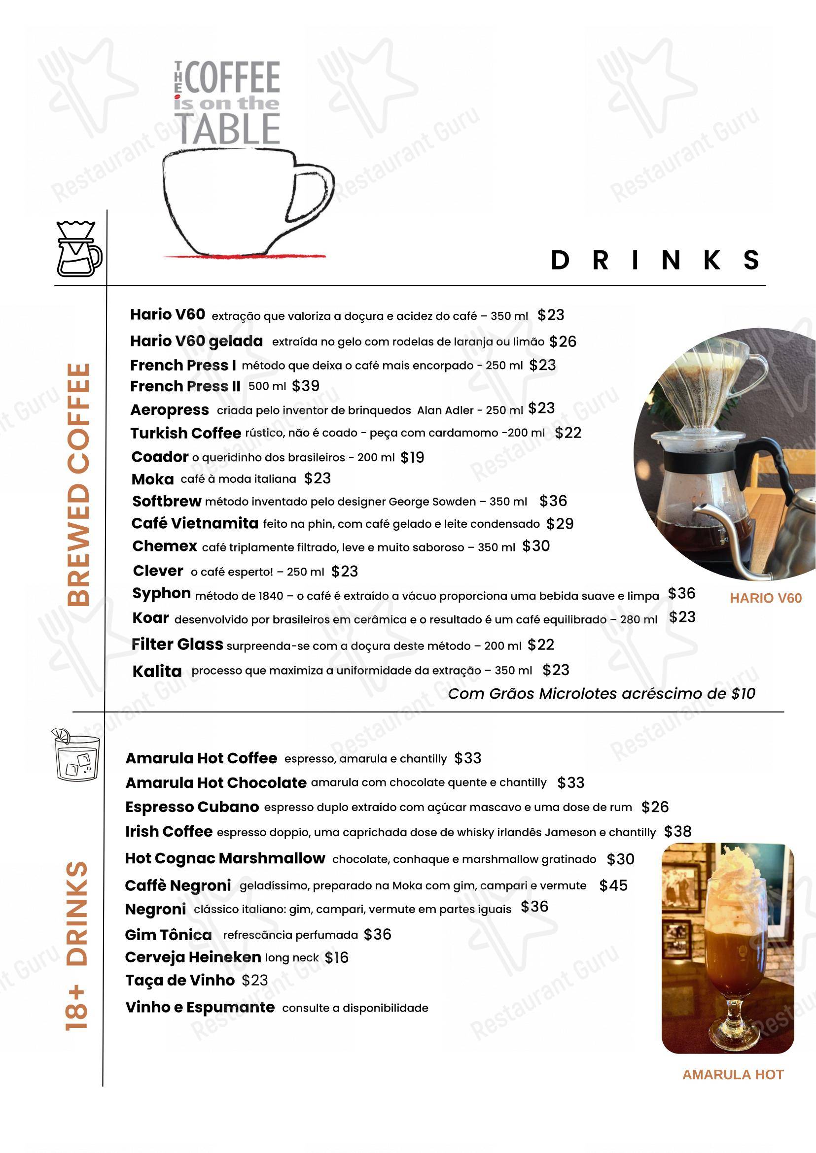 Menu para The Coffee Is On The Table café