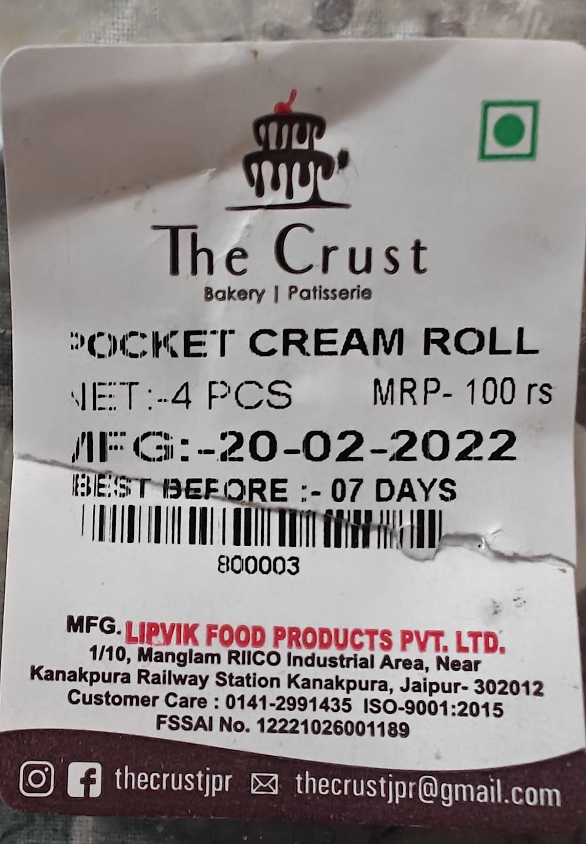 The Crust menu