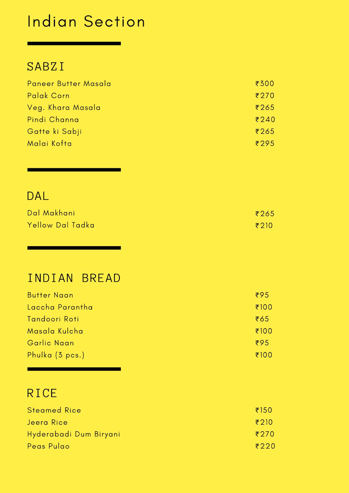 The Dabba Co. menu