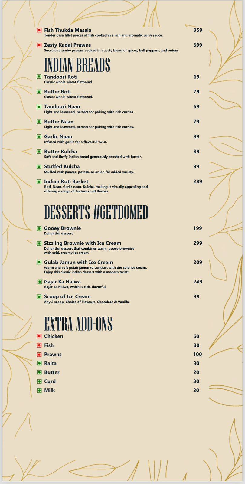 The Dome Cafe - HSR Layout menu