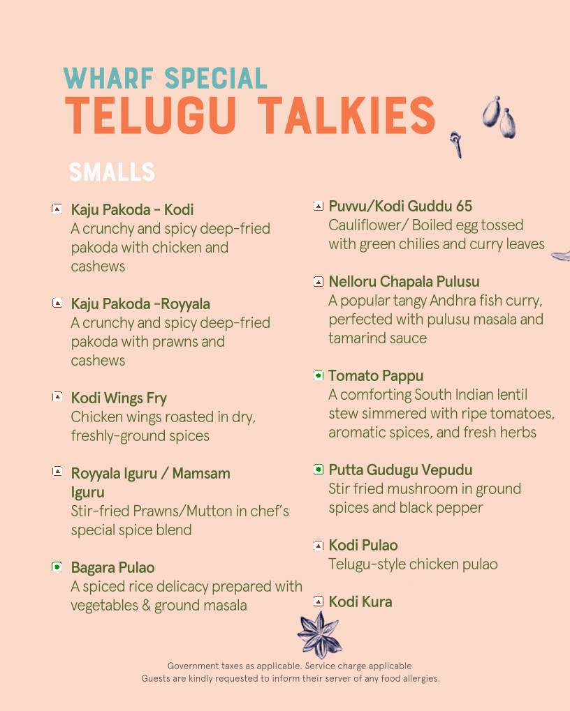 The Fisherman's Wharf, Hyderabad menu