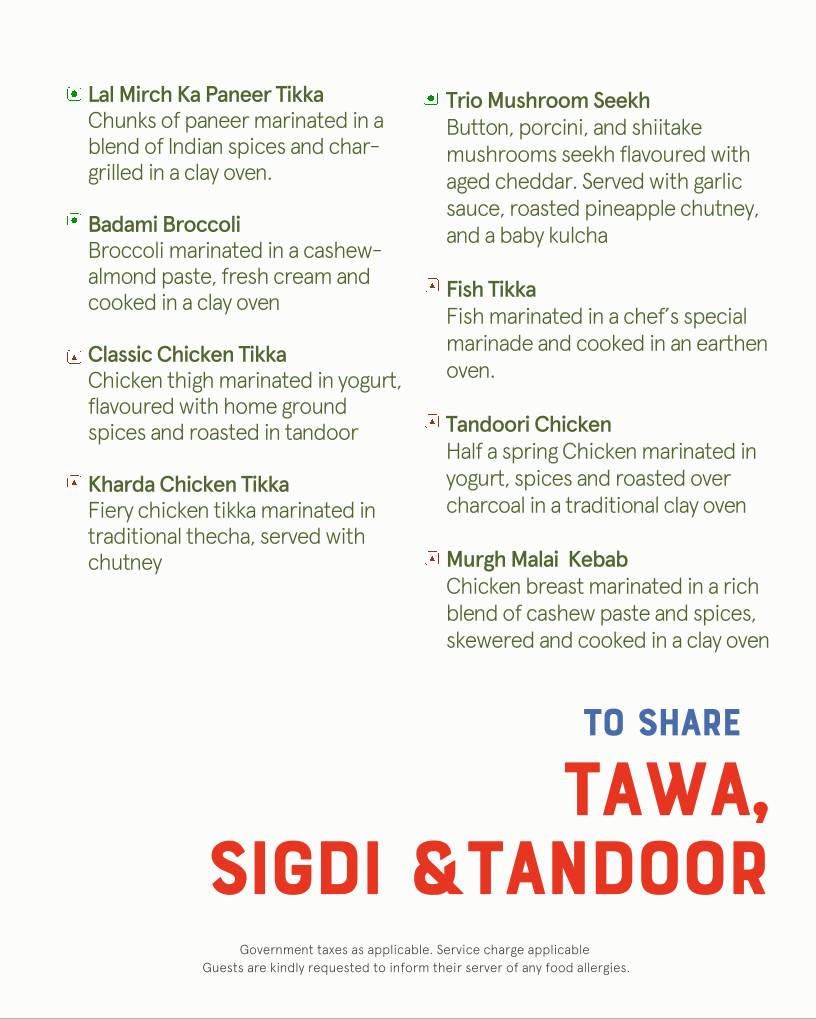 The Fisherman's Wharf, Hyderabad menu