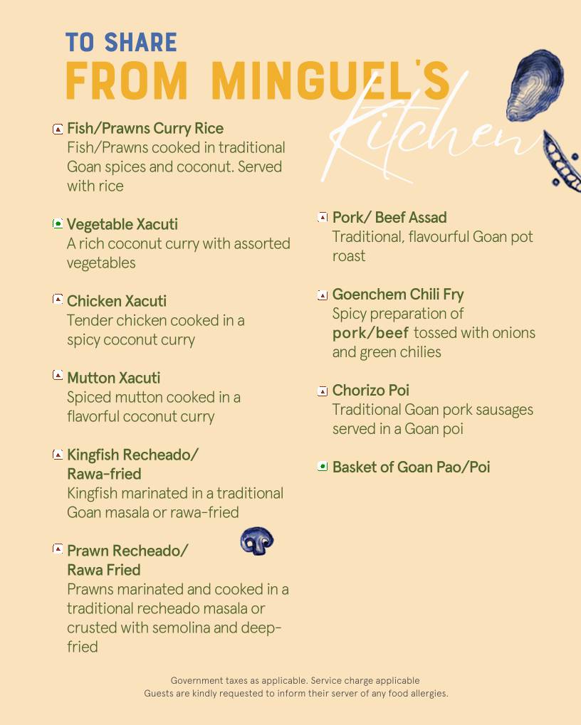 The Fisherman's Wharf, Hyderabad menu