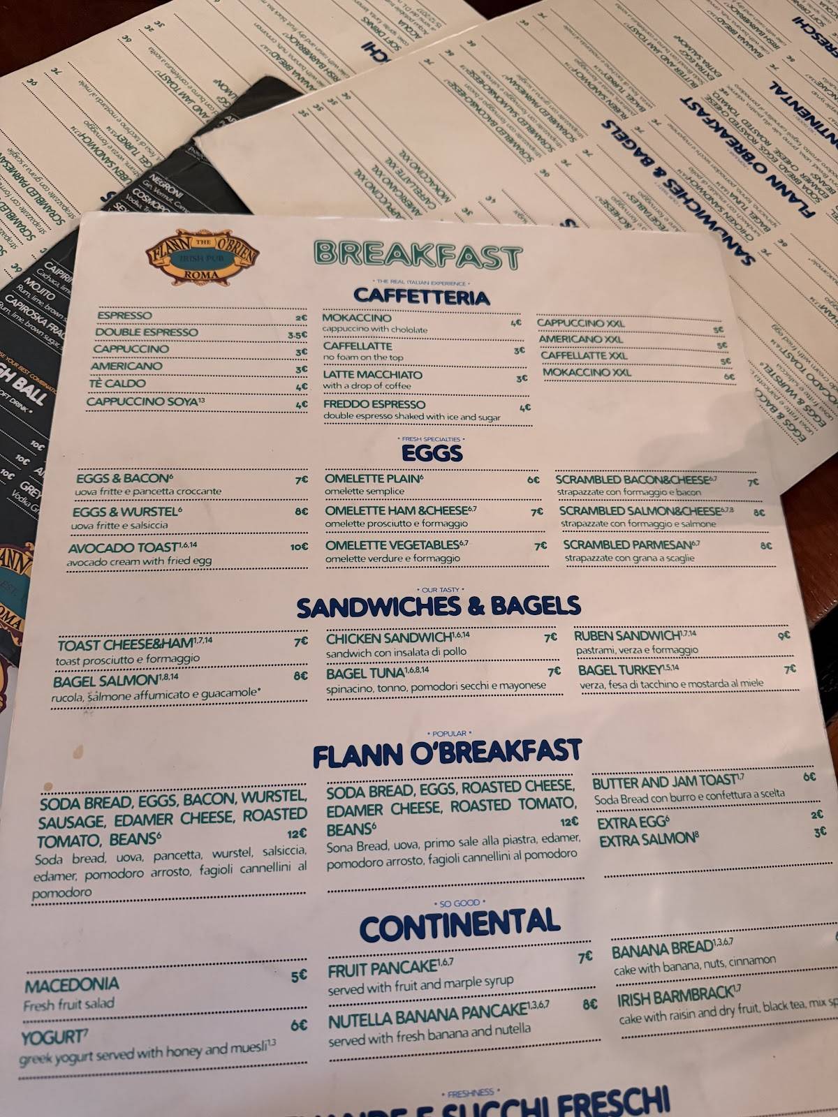 Menu di The Flann O'Brien 