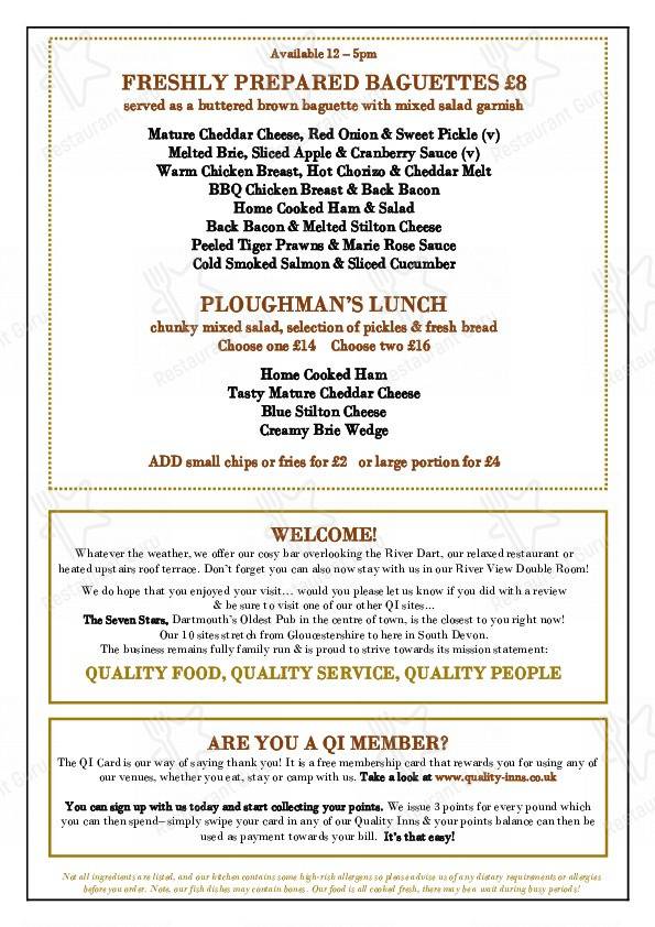 Menu at The Floating Bridge pub & bar, Dartmouth