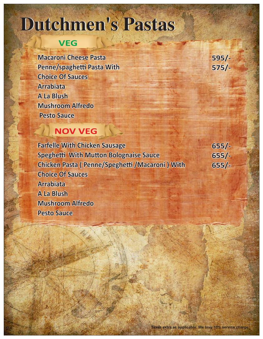 The Flying Dutchman , 5th Floor, Bhutani City Center Mall Noida Sector-32 menu