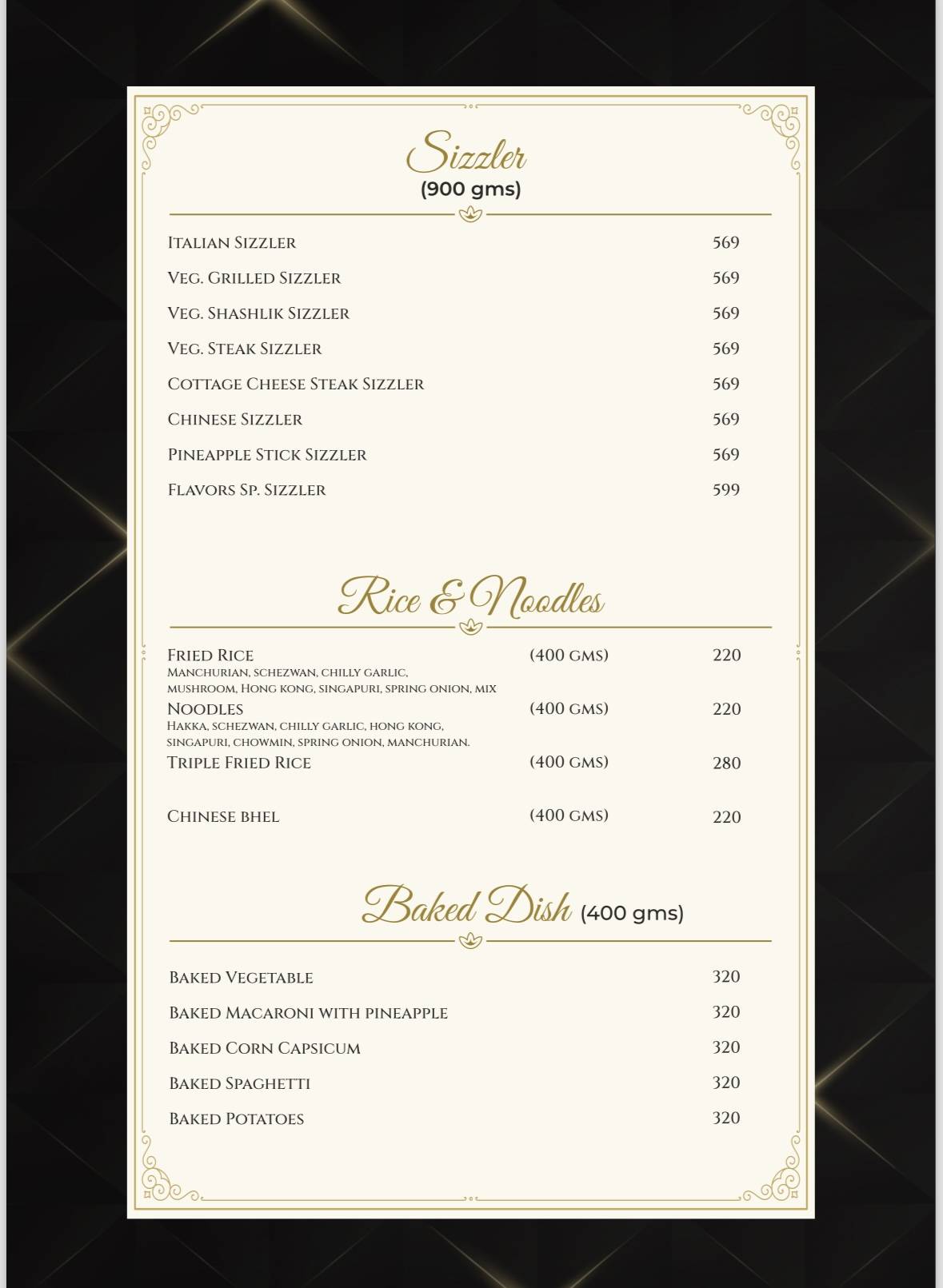 The Grand Flavors menu