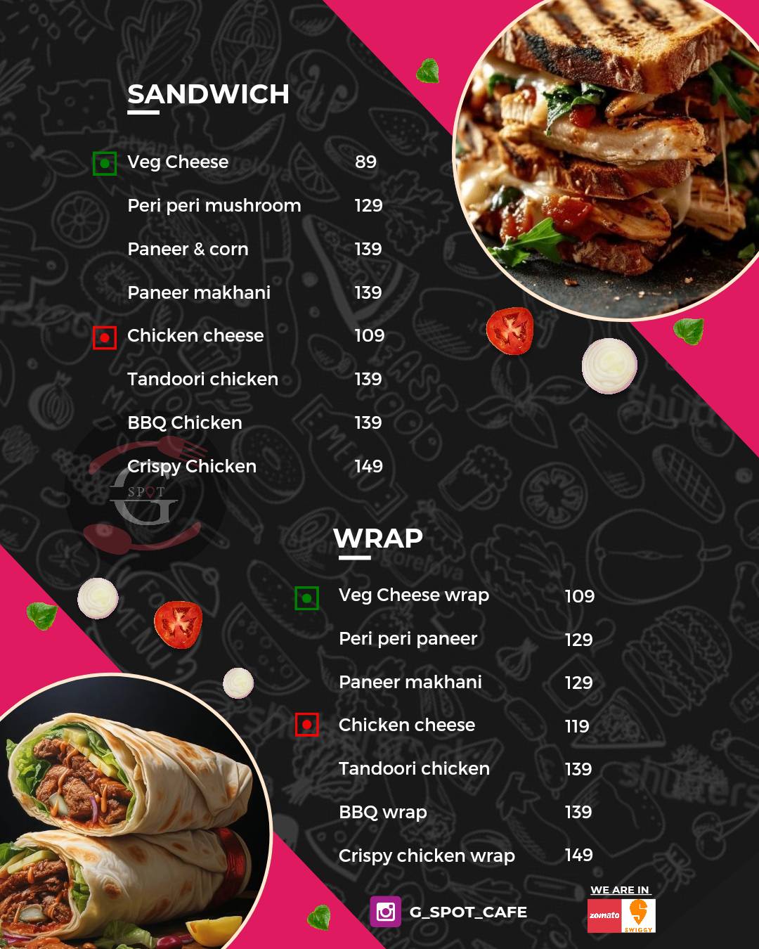 The Grind Spot cafe menu