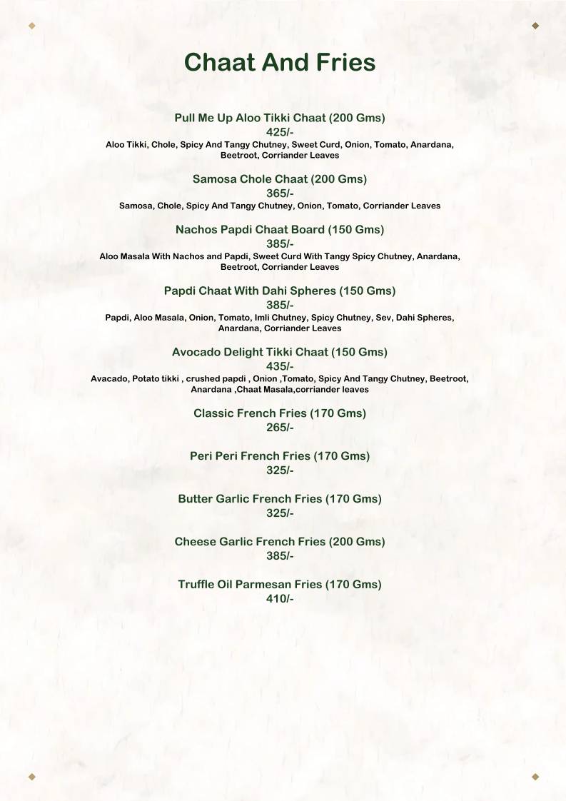 The House of Makeba - Veg Restaurant in Bhat, Ahmedabad menu