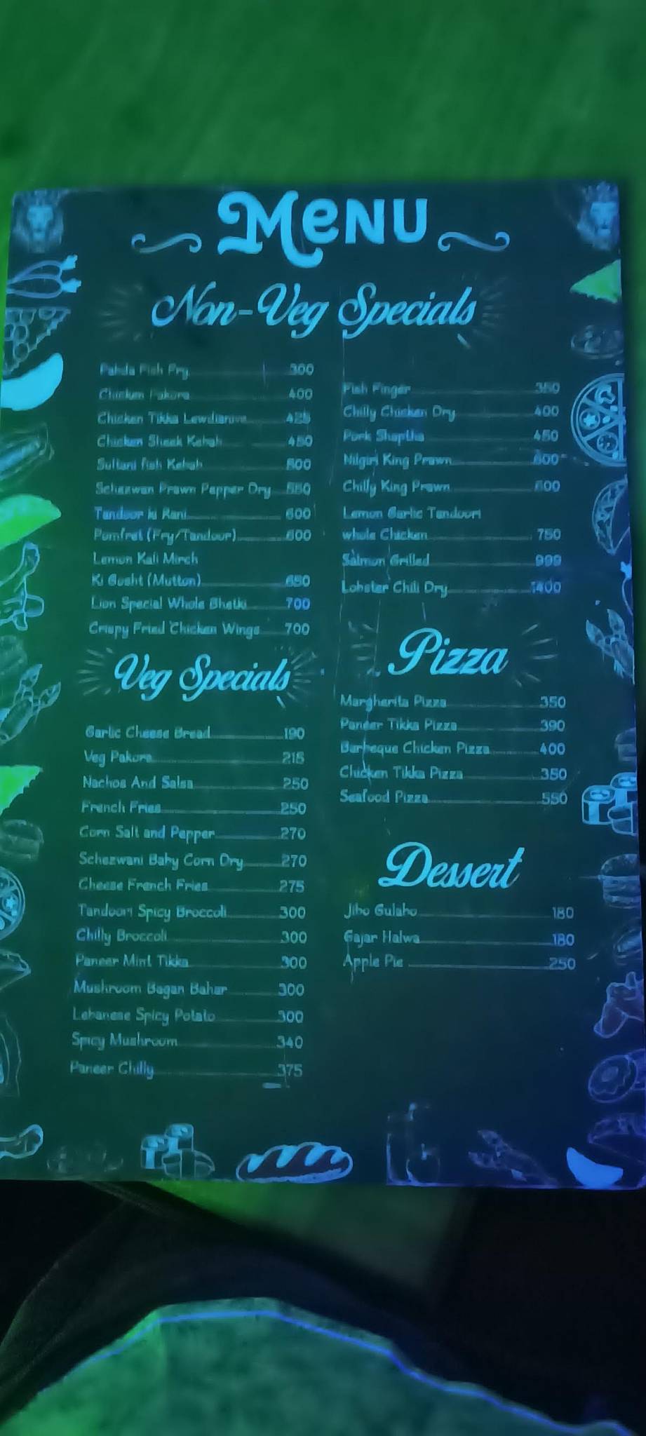 The Lion Brew Pub menu