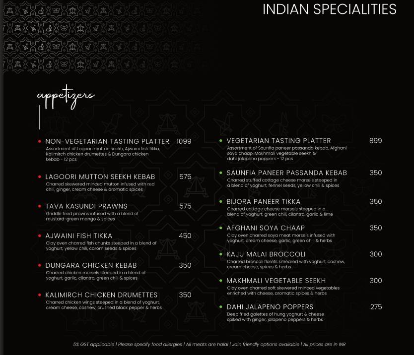 The Loft menu