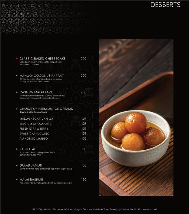 The Loft menu