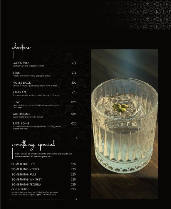 The Loft menu