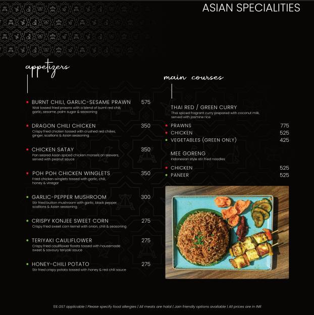 The Loft menu