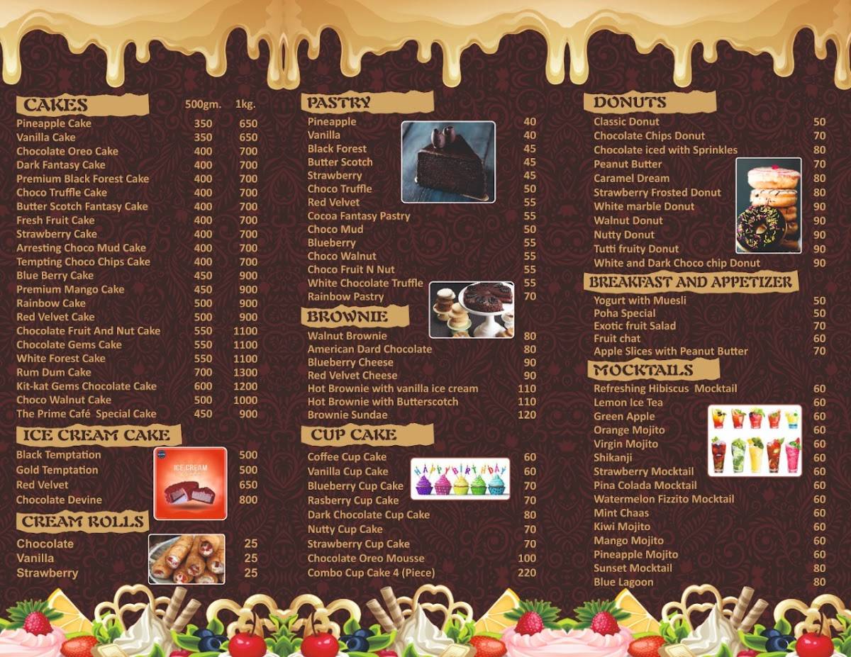 The Prime Cafe menu