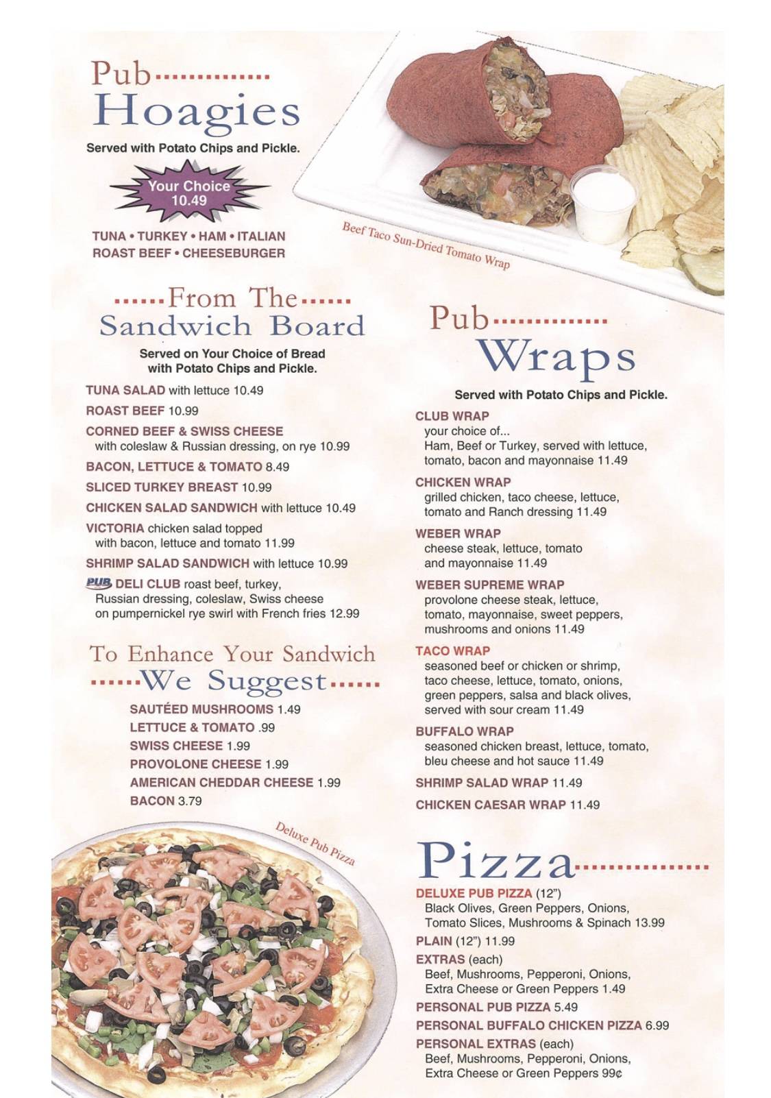 Menu at The Pub Neighborhood Grill & Bar, Quakertown