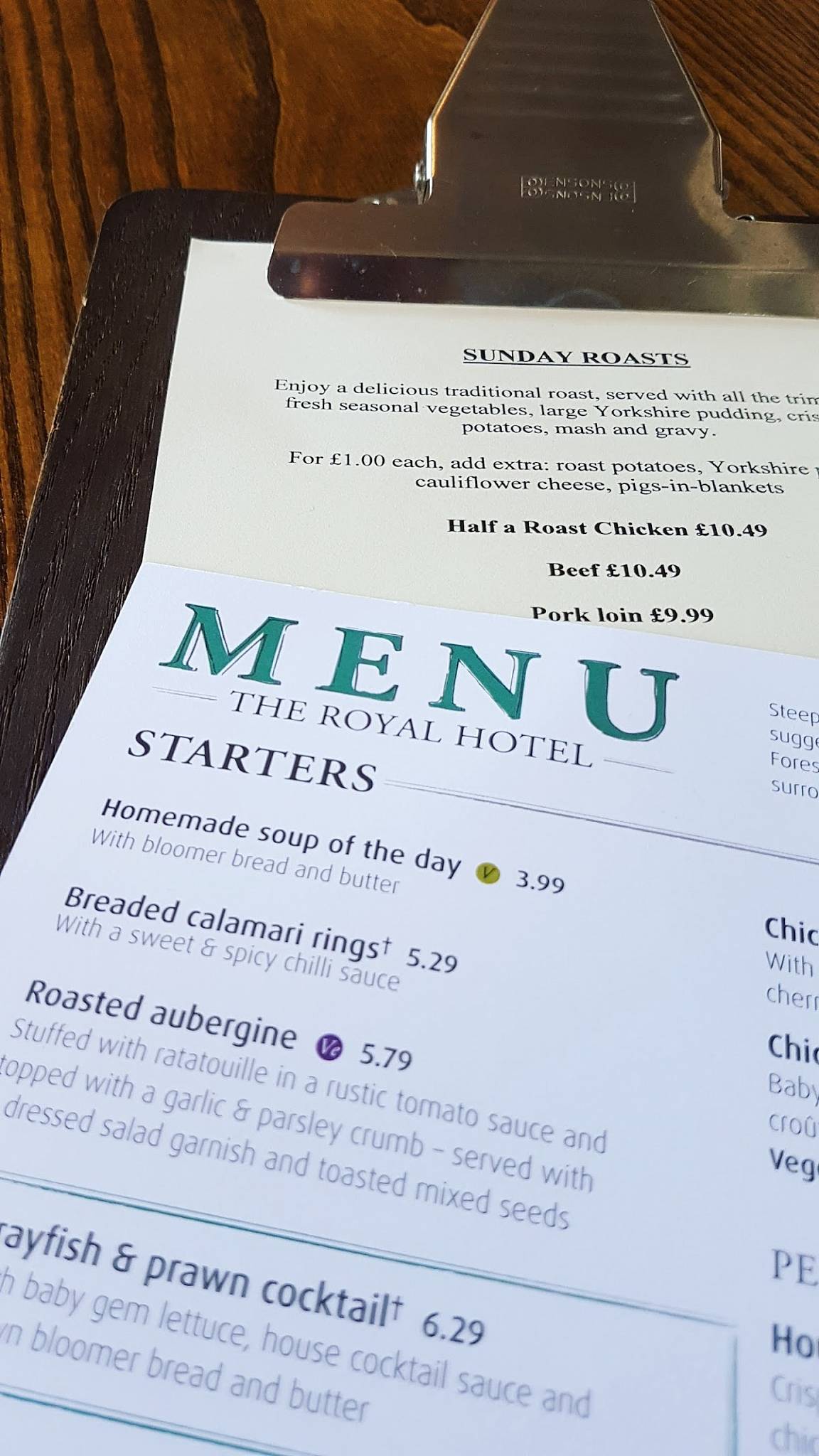 Menu at The Royal pub & bar, RossonWye